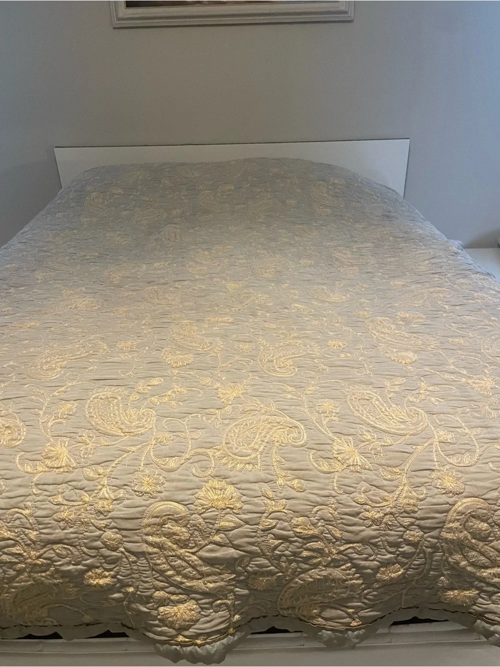 Charter Club Full/Queen Quilt Quilted Blue Paisley Rayon/Poly Shell Cotton Fill